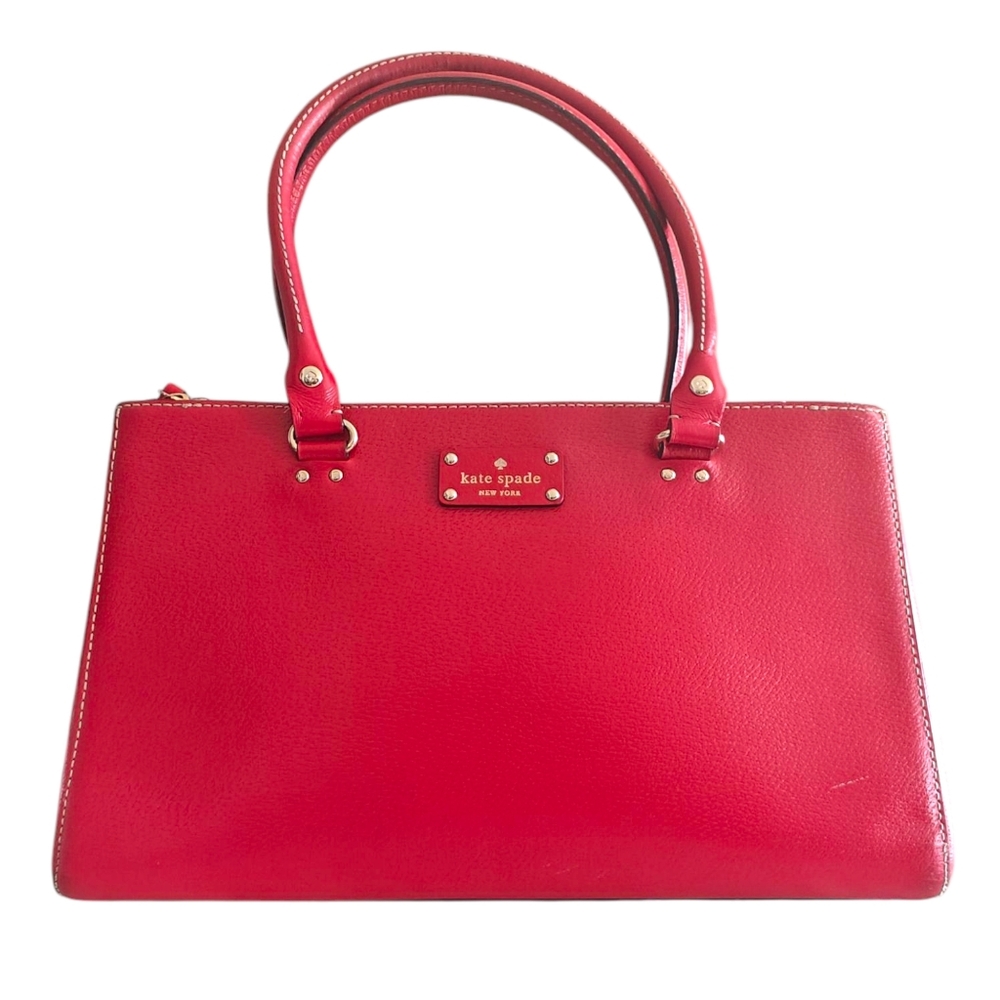kate spade New York Wellesley Martine Red Leather Tote Shoulder Bag | EUC